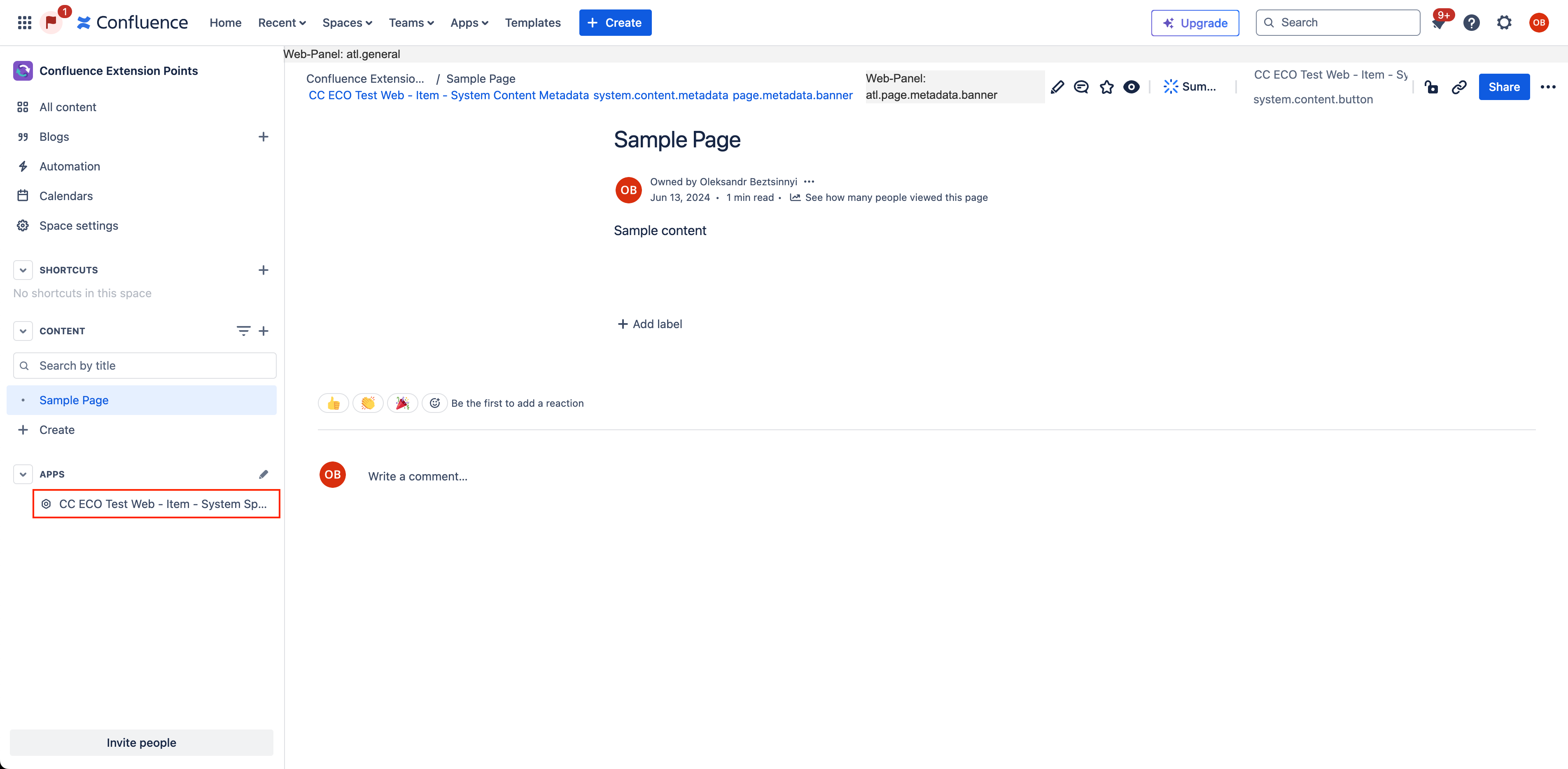 Space Sidebar Web Item