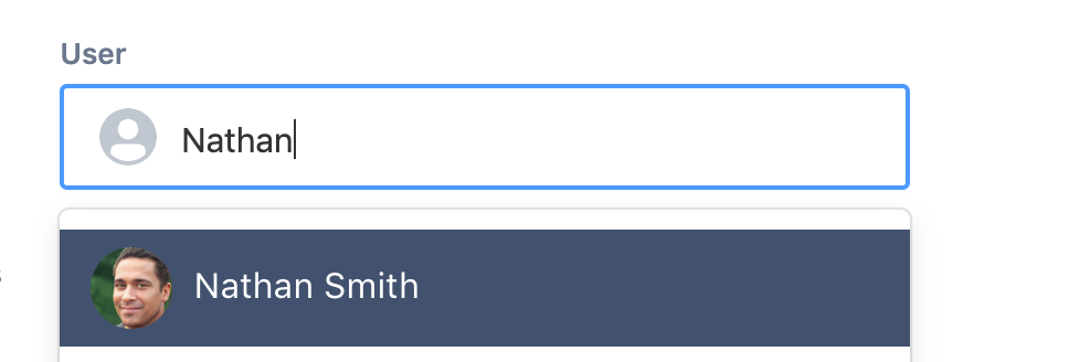 Screenshot of rendered UserPicker example